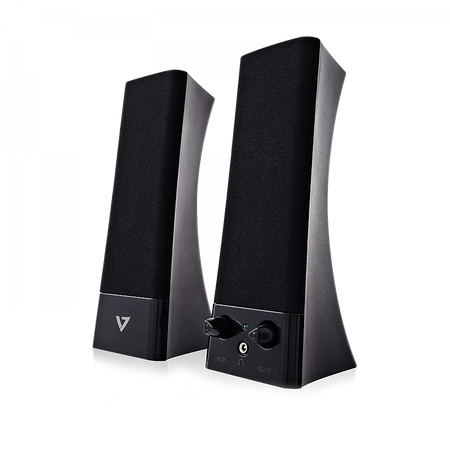 V7 USB Powered Stereo Speakers, Black