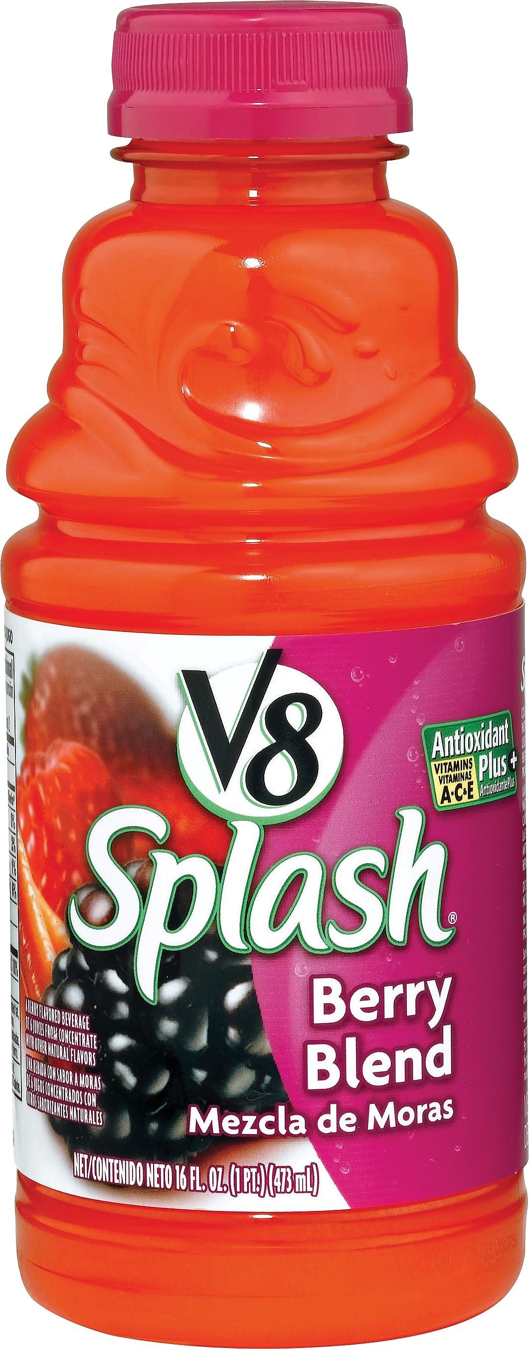 V8 Splash Berry Blend Juice Drink, 16 oz. Bottles, 12/Pack