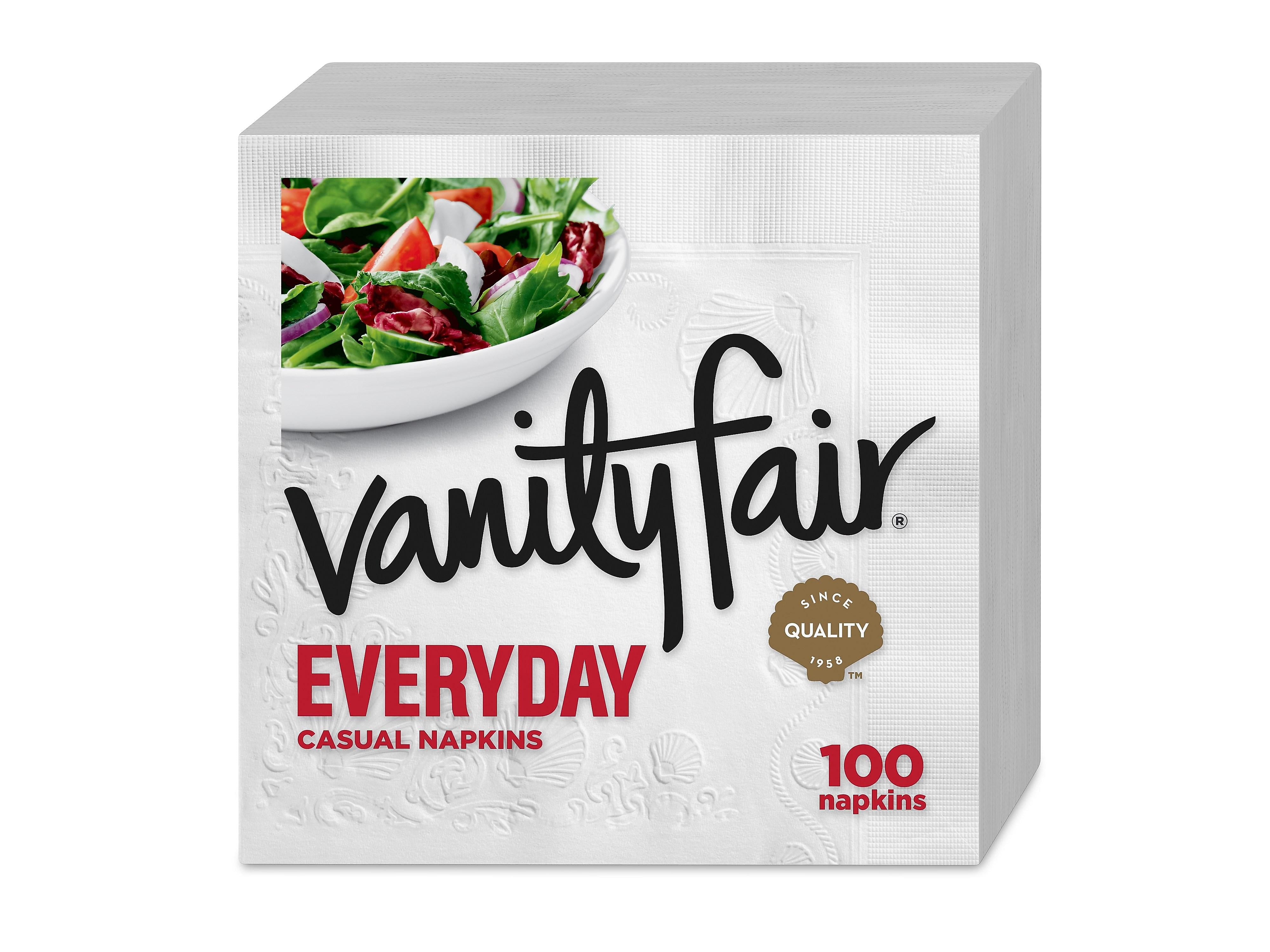 Vanity Fair Everyday Luncheon Napkins, 2-Ply, White, 100/Pack