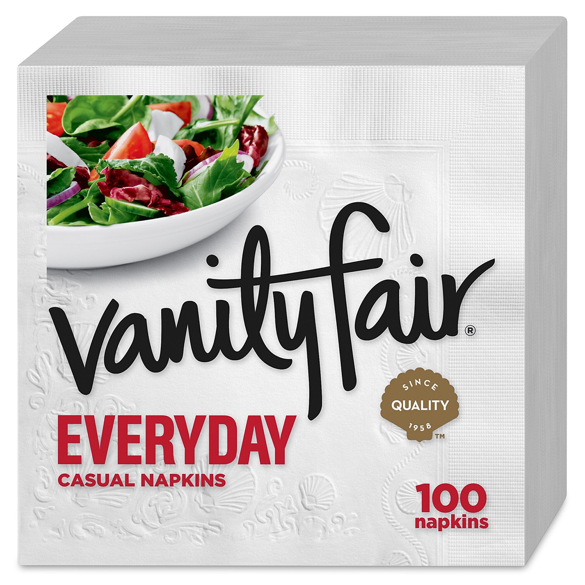 Vanity Fair Everyday Luncheon Napkins, 2-Ply, White, 100/Pack
