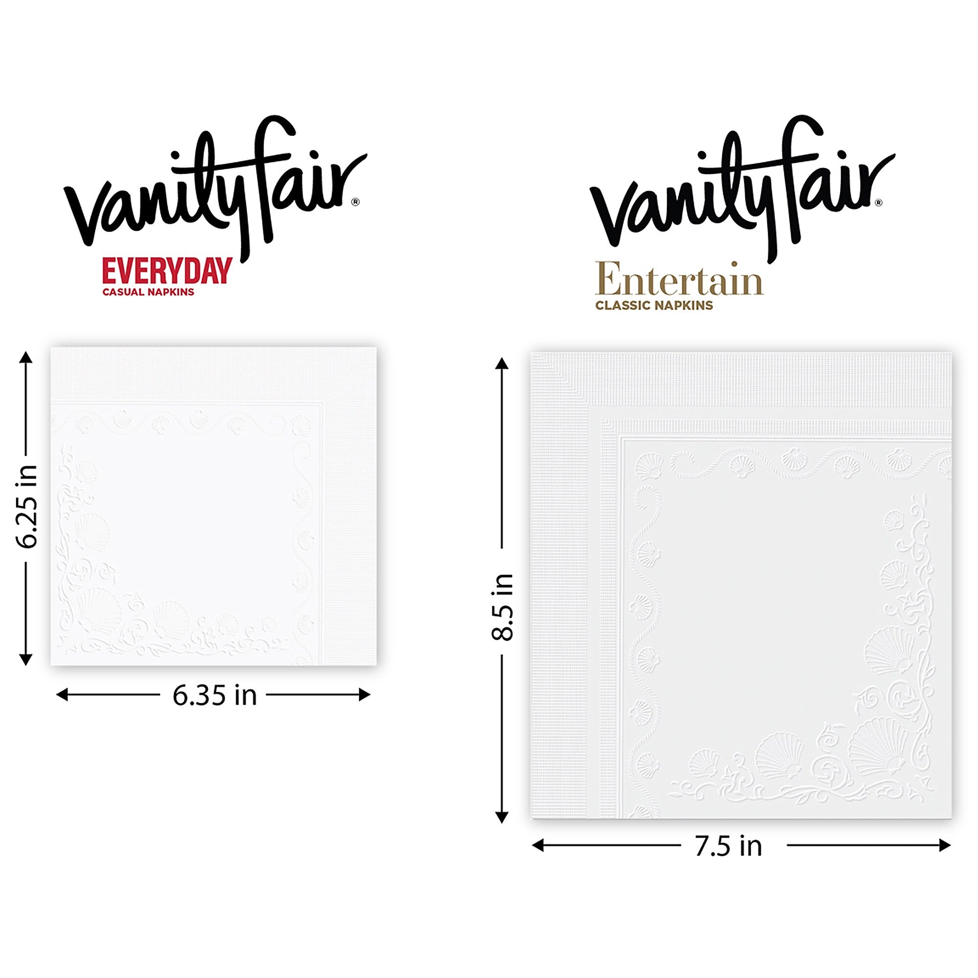 Vanity Fair Everyday Luncheon Napkins, 2-Ply, White, 100/Pack