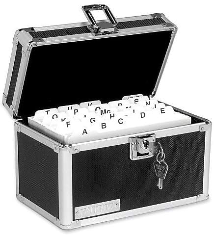 Vaultz 4" x 6" Locking Index Card Box, Black