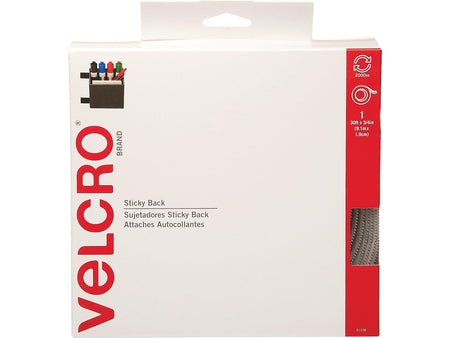 Velcro 0.75"W x 360"L Sticky Back Hook & Loop Fastener, White, Roll