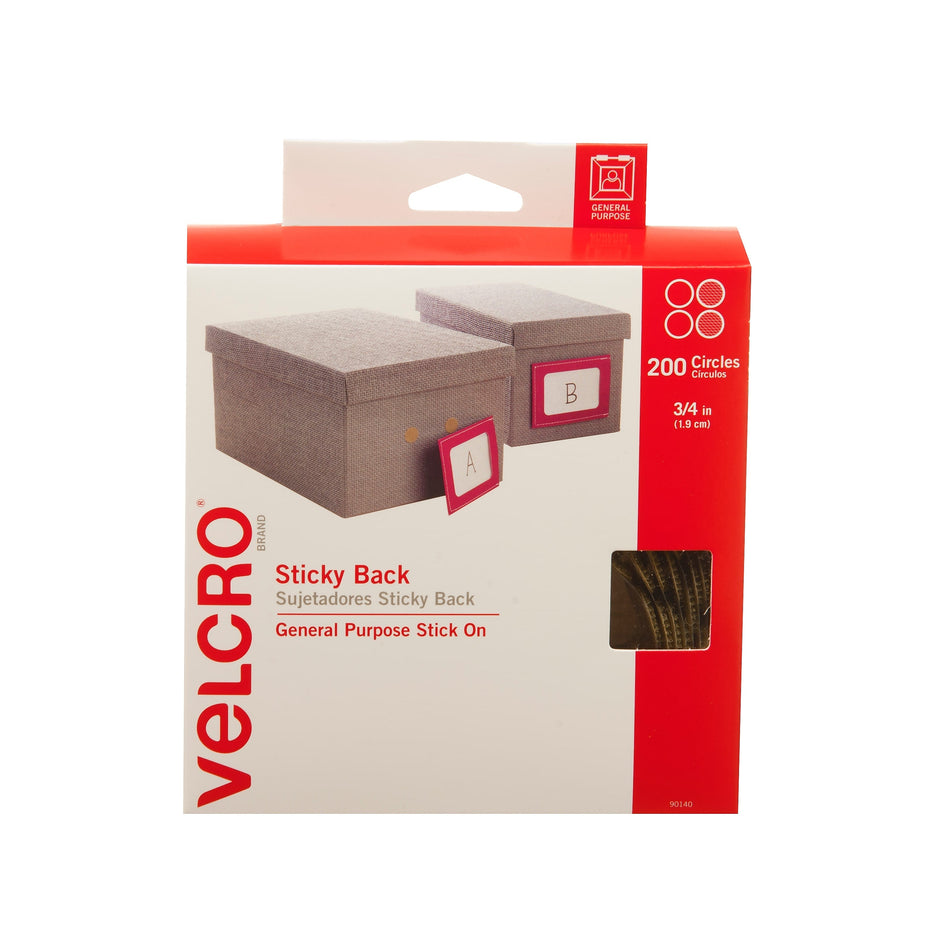 Velcro® Brand 3/4" Sticky Back Hook & Loop Fastener Dots, Beige, 200/Pack