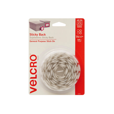 Velcro® Brand 5/8" Sticky Back Hook & Loop Fastener Dots, White, 75/Pack