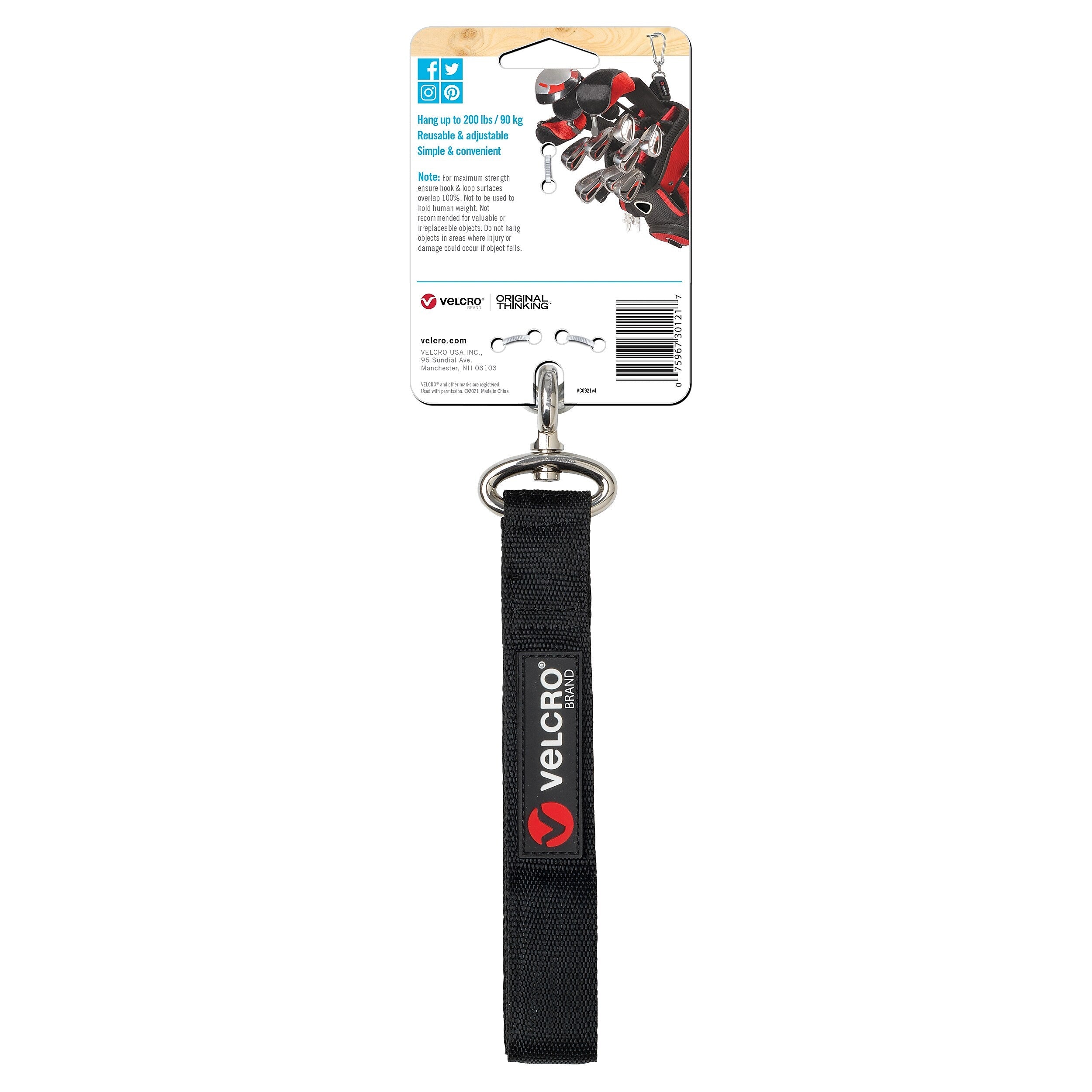 VELCRO Brand EASY HANG Medium Strap, Black