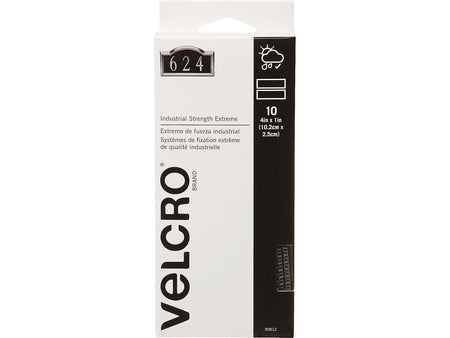 Velcro® Brand Industrial Strength Extreme 1" x 4" Hook & Loop Fastener Strips, Titanium, 10/Pack
