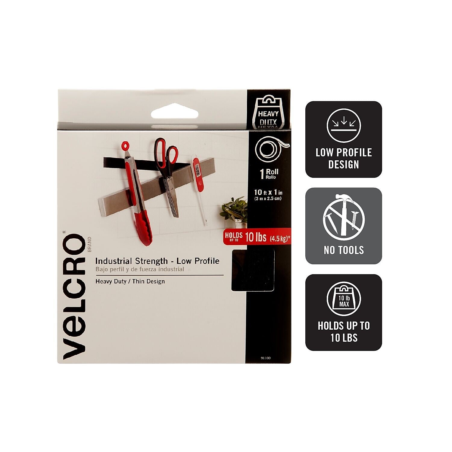 Velcro Industrial Strength Low Profile Tape, Black