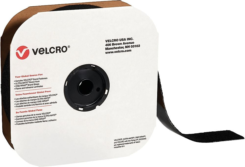 Velcro Loop Only Tape 2" x 75' Sticky Back Hook & Loop Fastener, Black, Roll