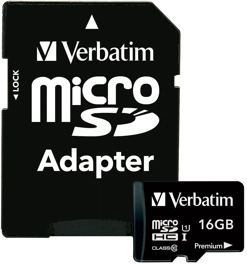 Verbatim® 16GB microSDHC  Class 10 Flash Memory Card With Adapter