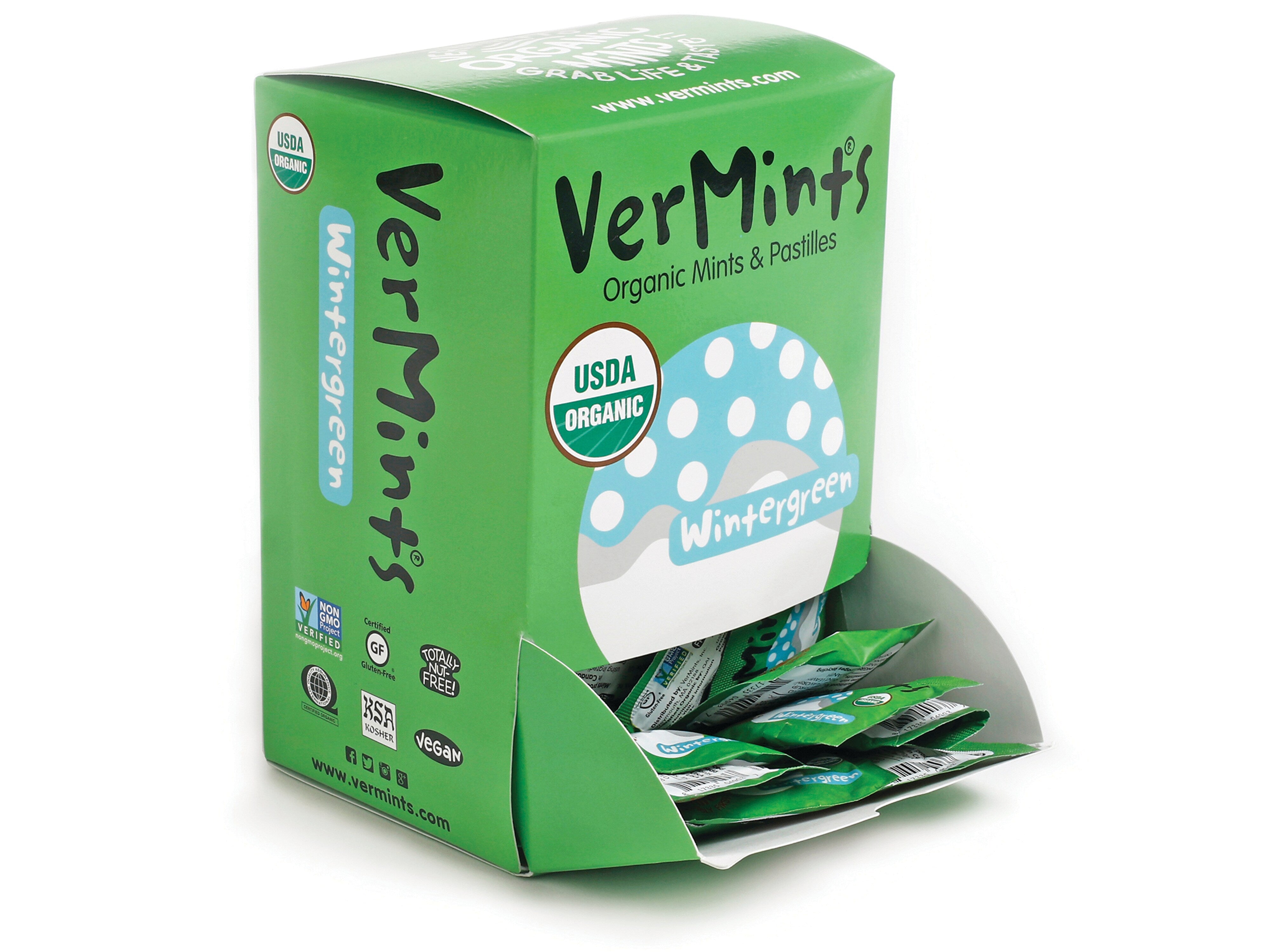 VerMints Wintergreen Mints, 100 Pieces/Pack, 100/Box