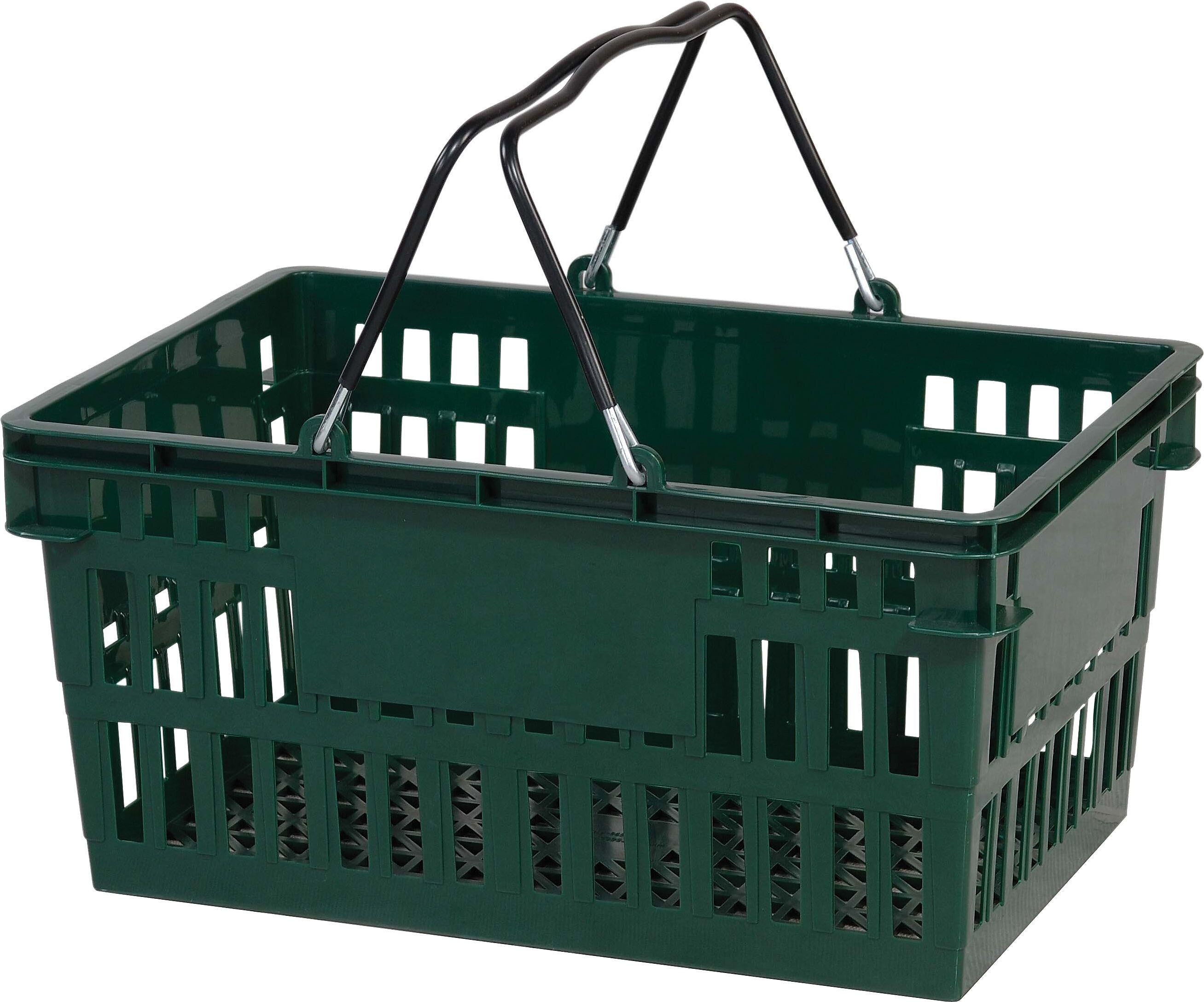 Versacart Wire Handle Hand Basket, 26 Liter, Dark Green, 12 Baskets/Pack