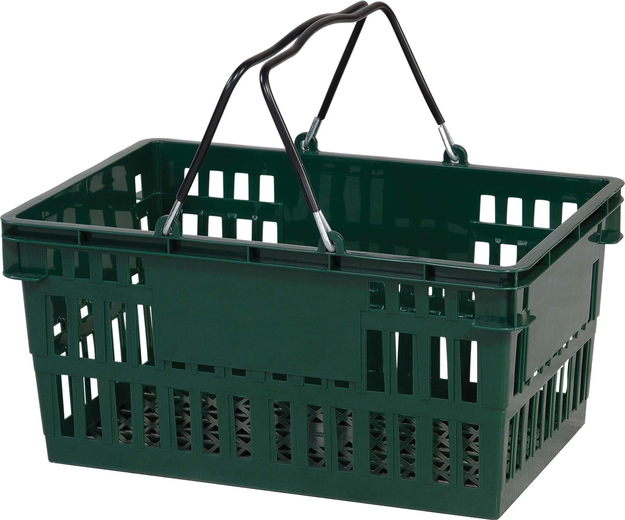 Versacart Wire Handle Hand Basket, 26 Liter, Dark Green, 12 Baskets/Pack