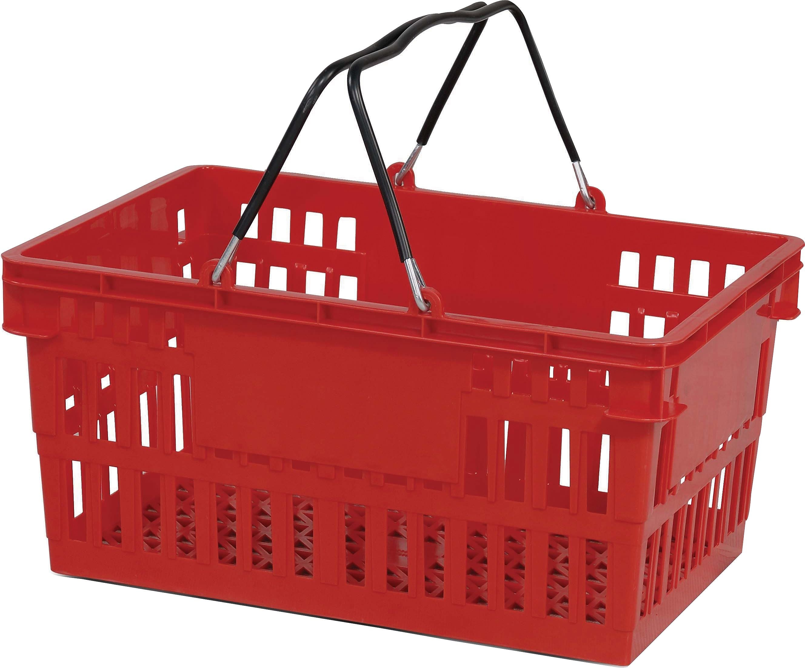 Versacart Wire Handle Hand Basket, 26 Liter, Red, 12 Baskets/Pack