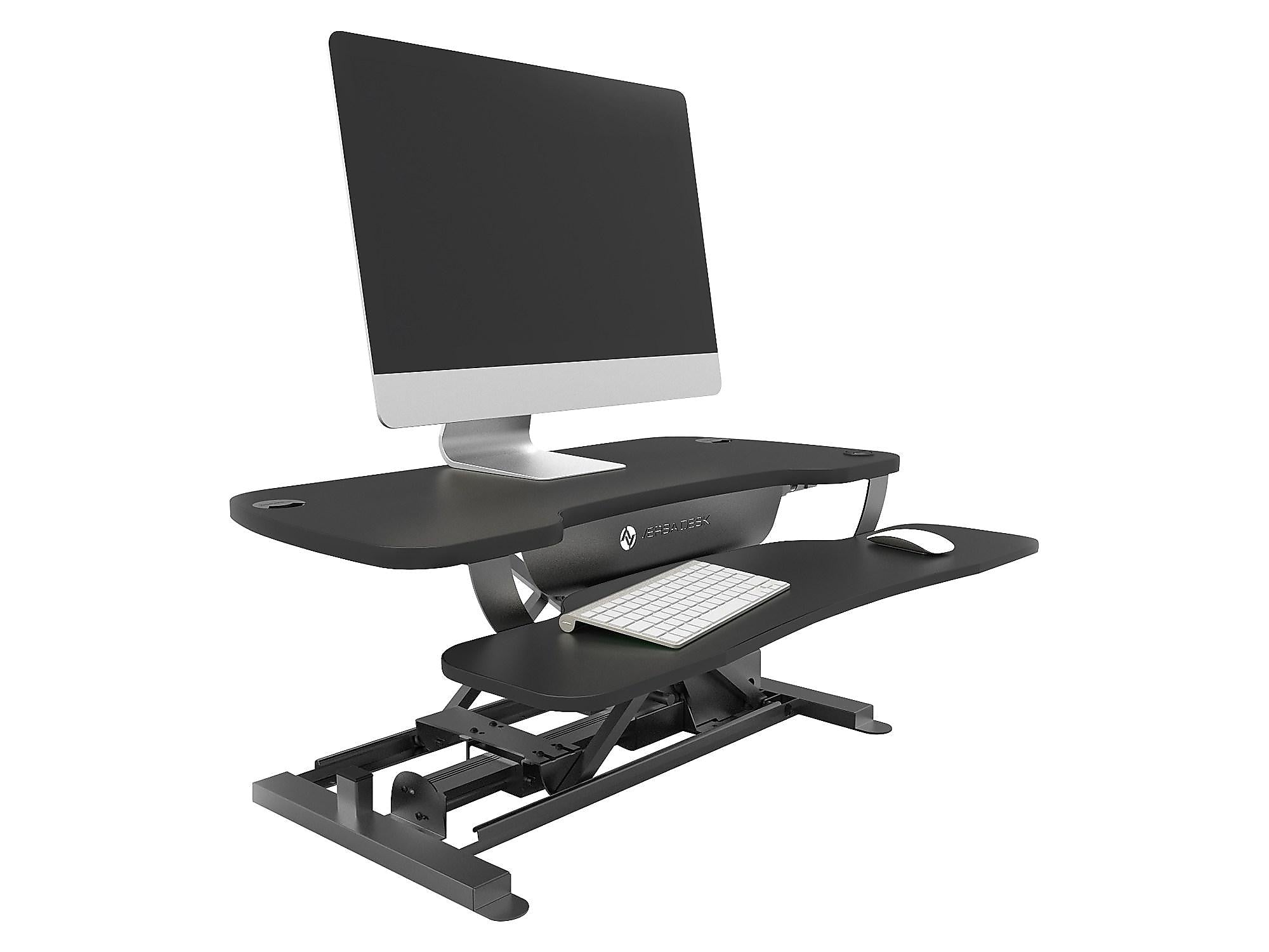 VersaDesk PowerPro 36"W Adjustable Standing Electric Desk Converter with Keyboard Tray & USB Port, Black