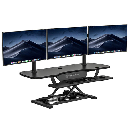 VersaDesk PowerPro 48"W Adjustable Standing Electric Desktop Converter with Keyboard Tray & USB Port, Black