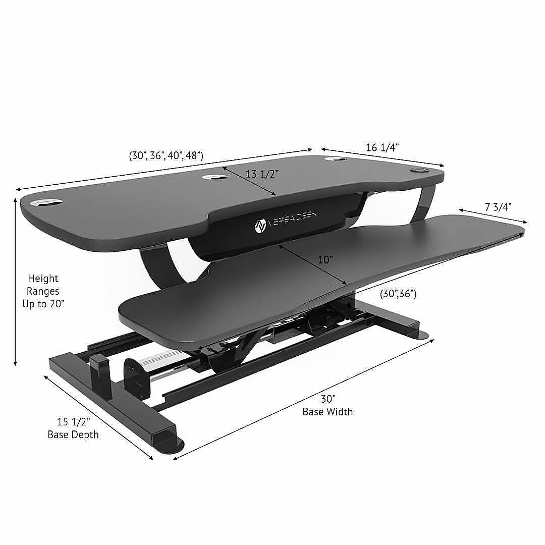 VersaDesk PowerPro 48"W Adjustable Standing Electric Desktop Converter with Keyboard Tray & USB Port, White