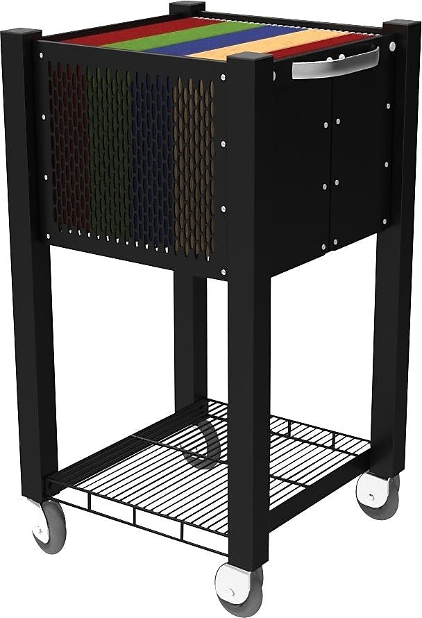 Vertiflex InstaCart Metal Mobile File Cart with Swivel Wheels, Black