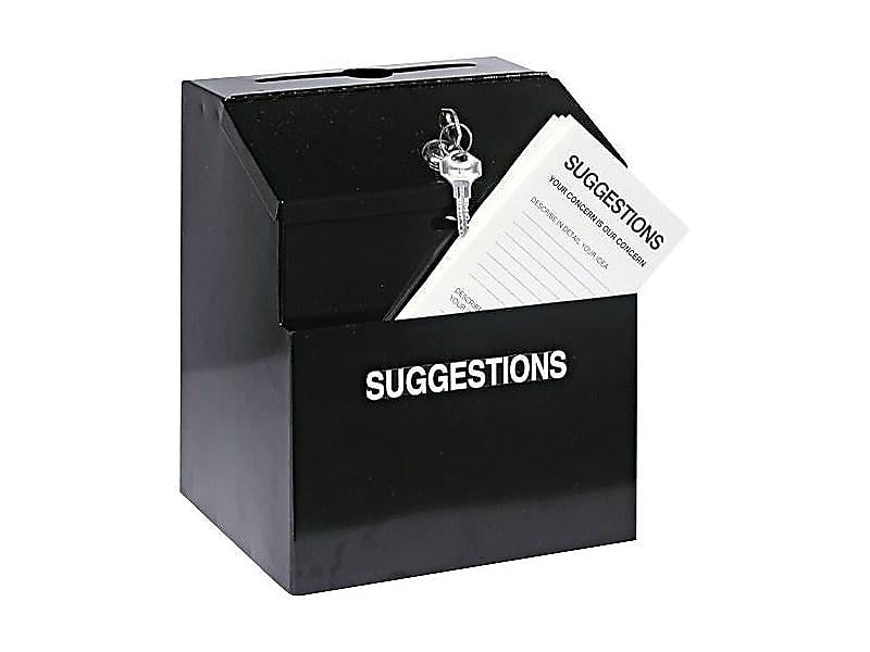 Vertiflex Locking Steel Suggestion Box, Black