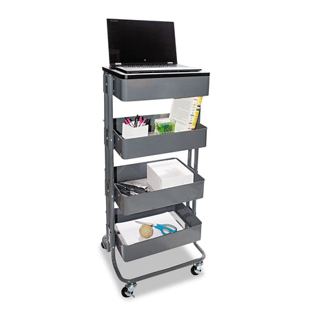 Vertiflex Multi-Use Storage Cart/Stand-Up Workstation, Gray