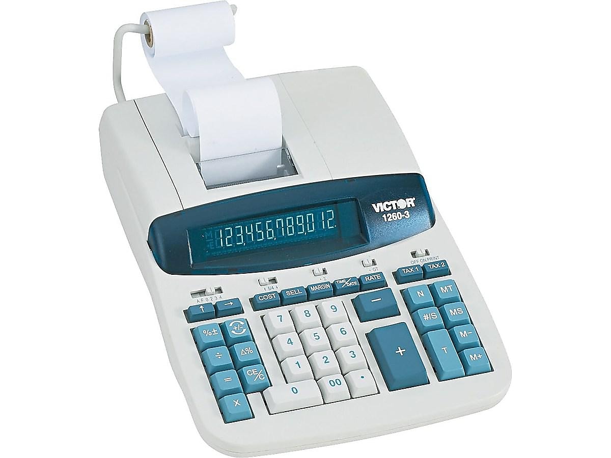 Victor 1260-3 12-Digit Desktop Calculator, Gray