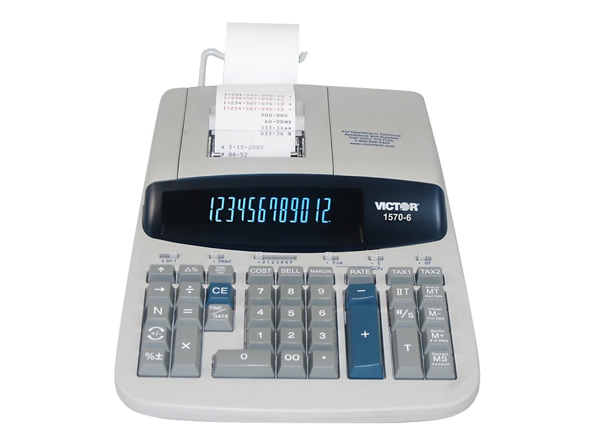 Victor 1570-6 14-Digit Desktop Calculator, Light Gray