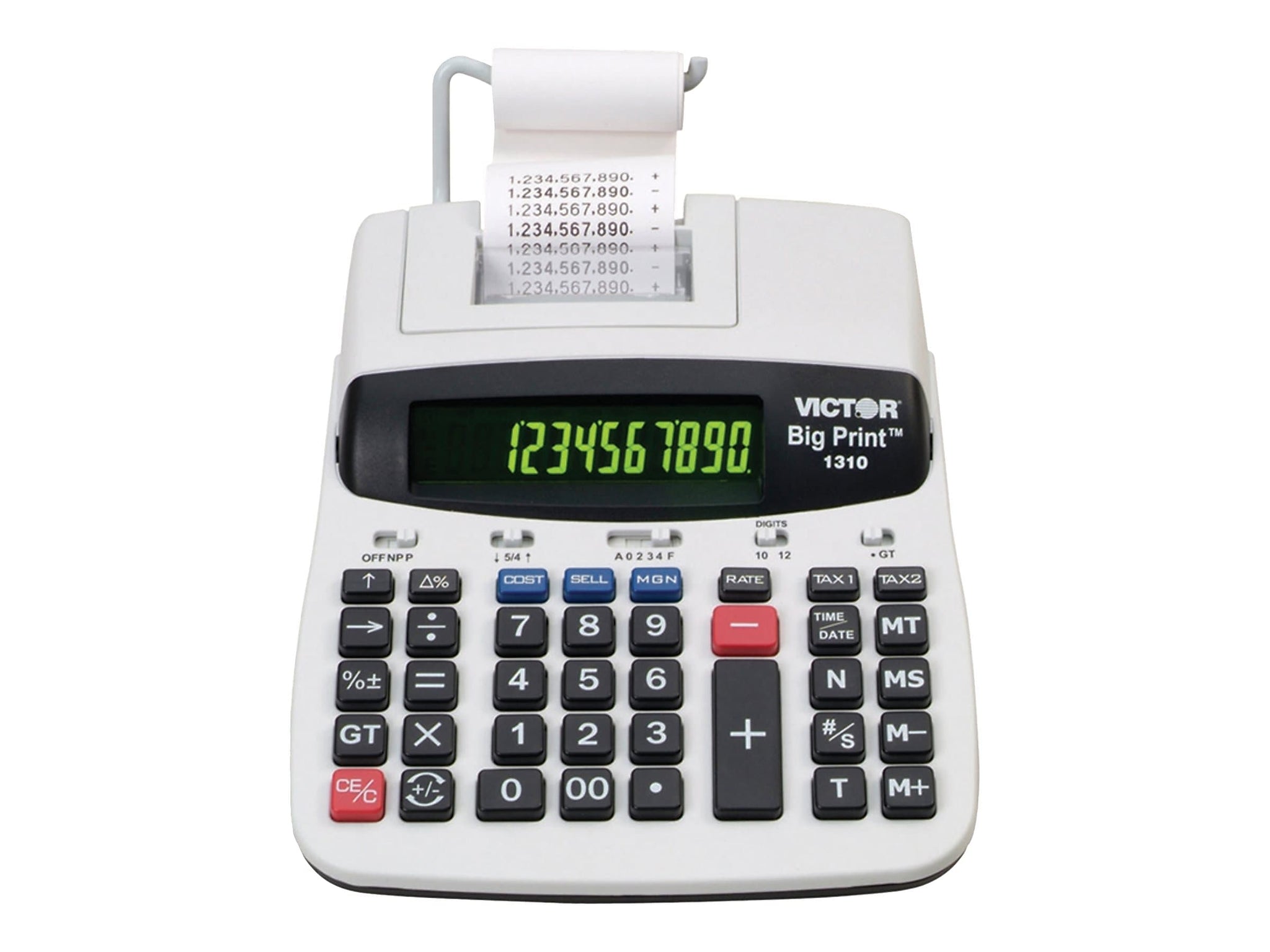 Victor Big Print  12-Digit Thermal Printing, Desktop Calculator, White/Black