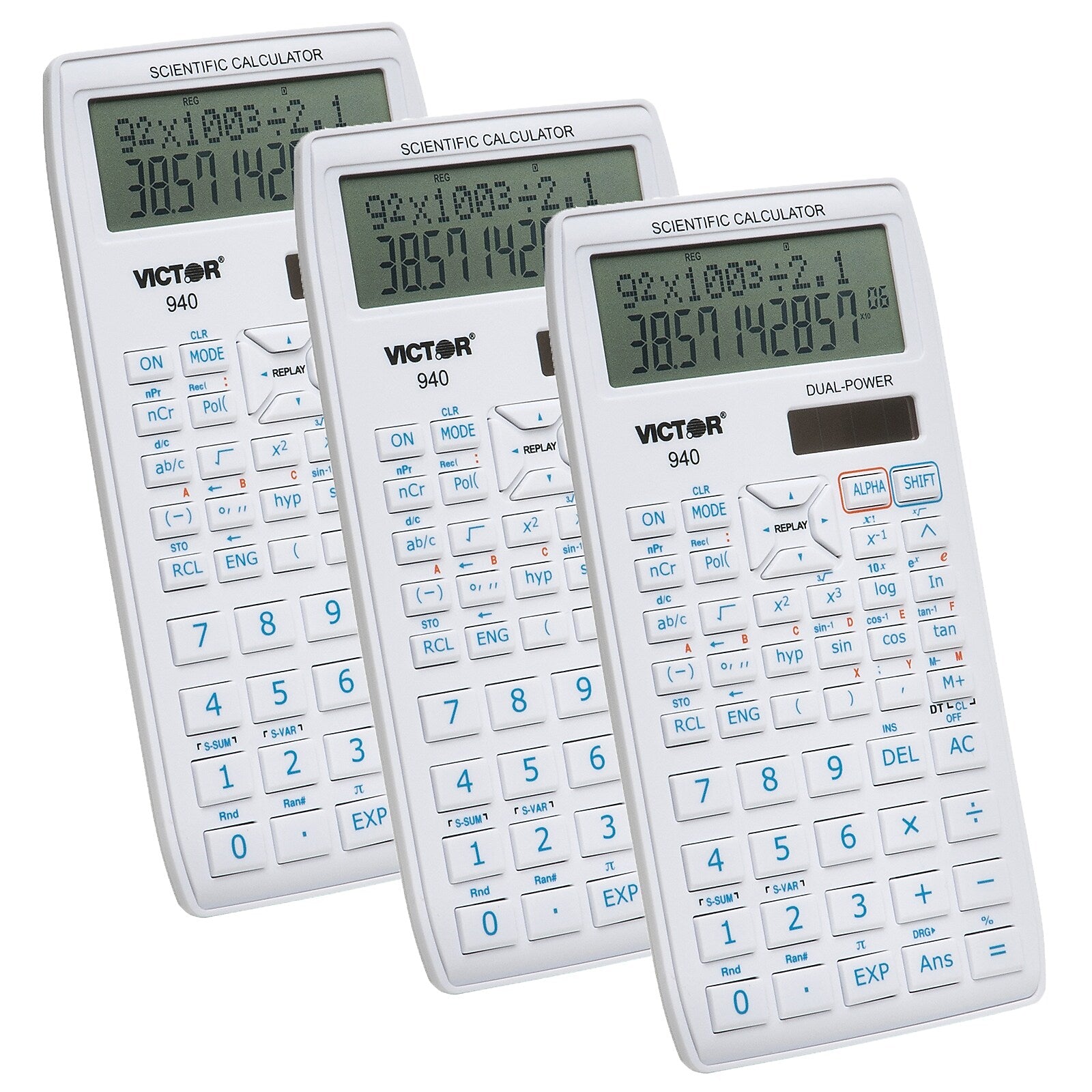 Victor Scientific Calculator with 2 Line Display, 3/Bundle