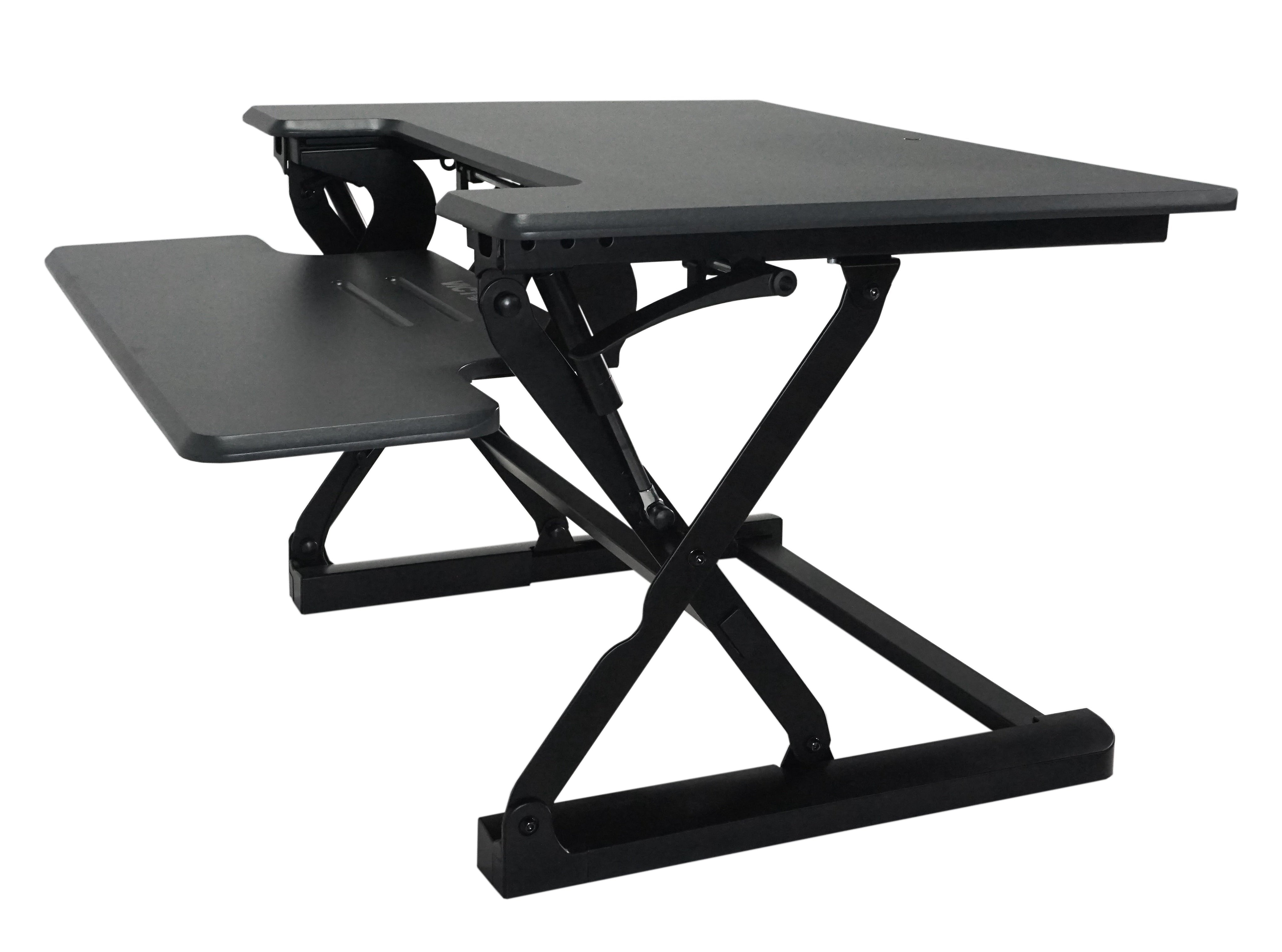 Victor Technology High Rise 21"H Adjustable Desk, Black Wood