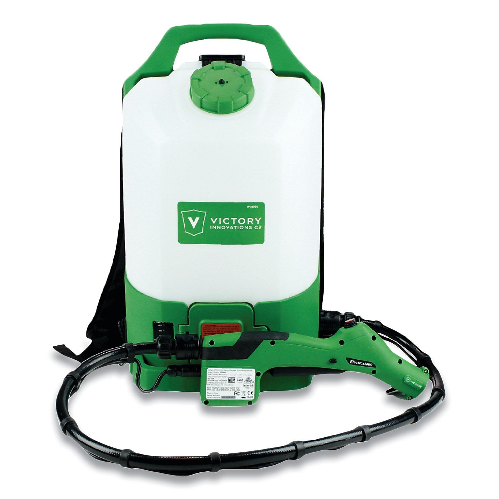Victory Professional Cordless Backpack Electrostatic Sprayer, Green/Translucent White/Black