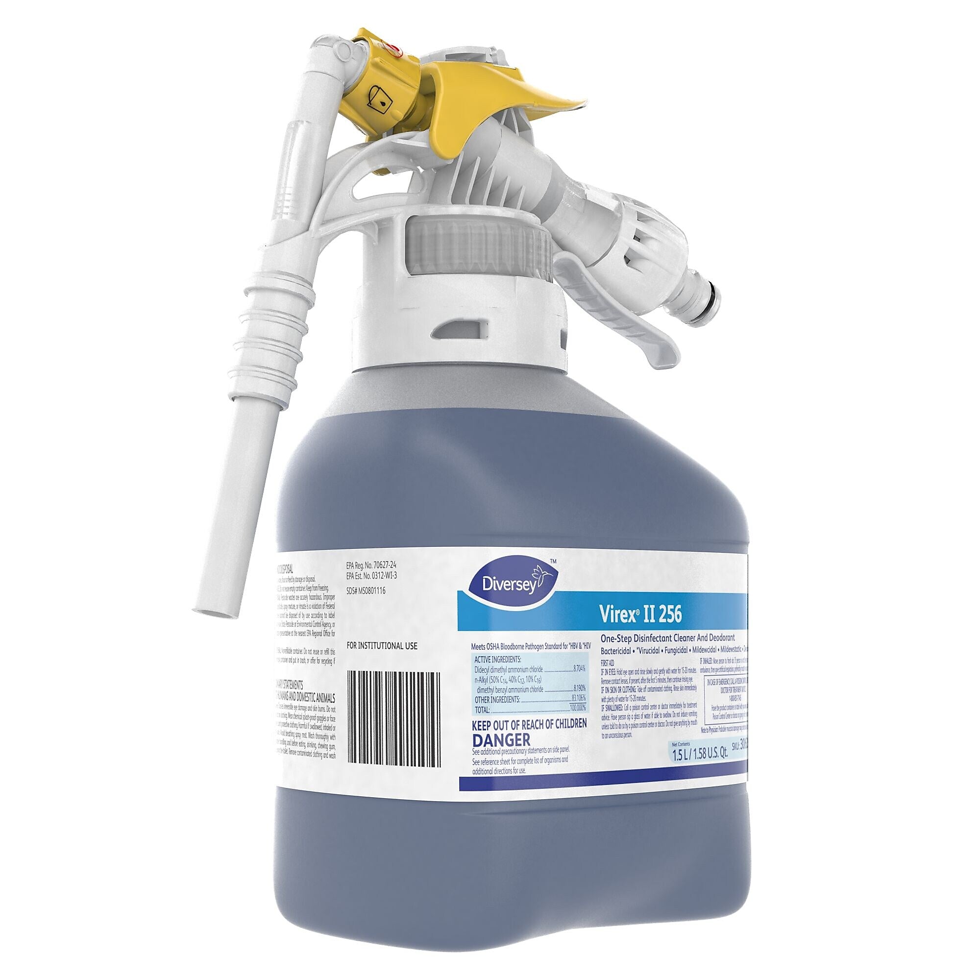 Virex II 256 Disinfectant for Diversey RTD, Minty, 1.5 L / 1.58 U.S. Qt., 2/Carton