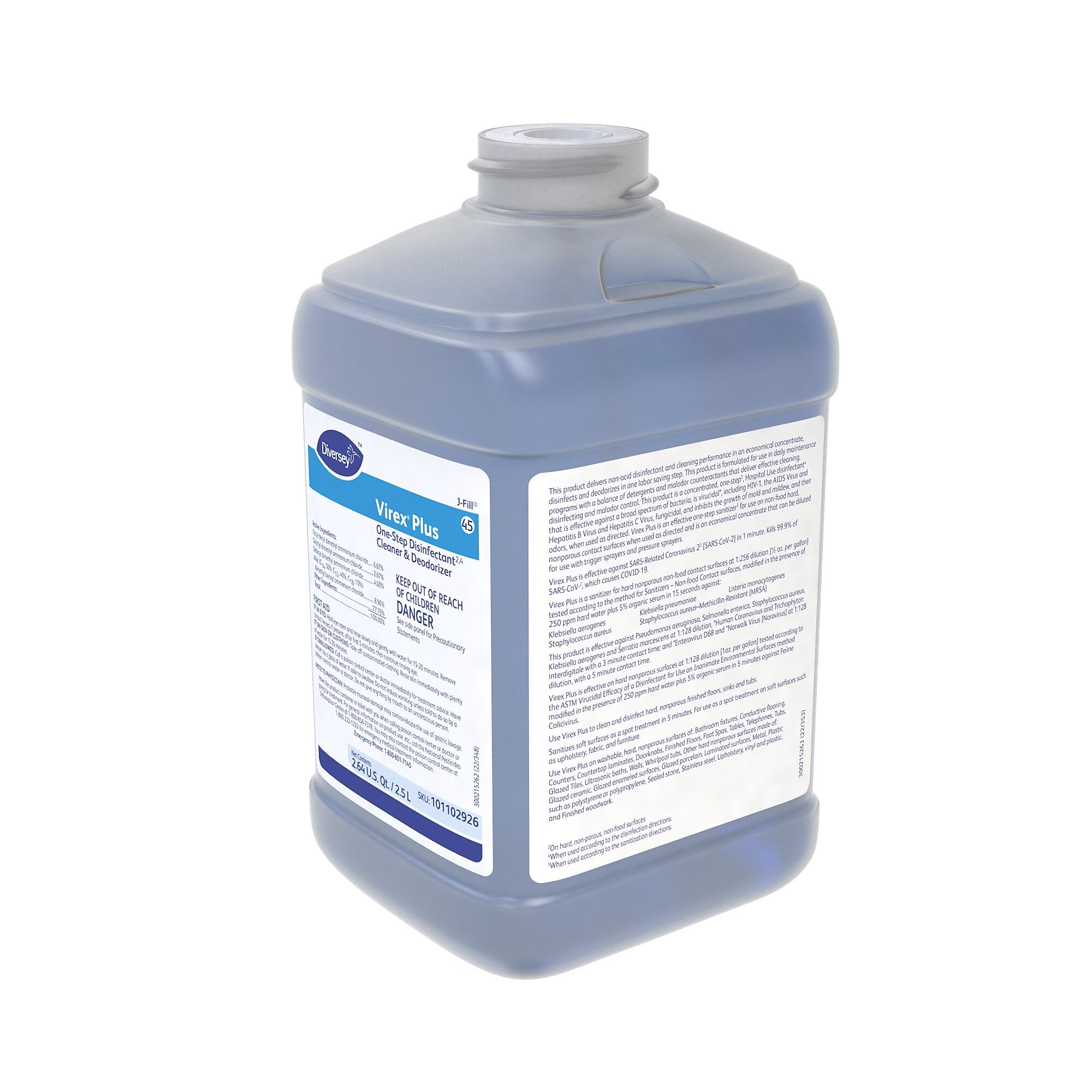 Virex Plus Disinfectant for Diversey J-Fill, Surfactant, 2.64 U.S. Qt. / 2.5 L, 2/Carton (1011029260