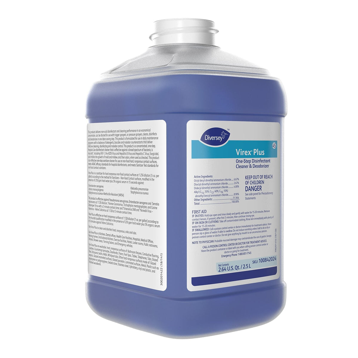 Virex Plus Disinfectant for Diversey J-Fill, Surfactant, 2.64 U.S. Qt. / 2.5 L, 2/Carton (1011029260