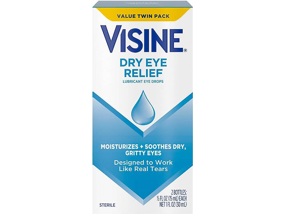 Visine Dry Eye Relief Lubricant Eye Drops, 15mL, 2/Box