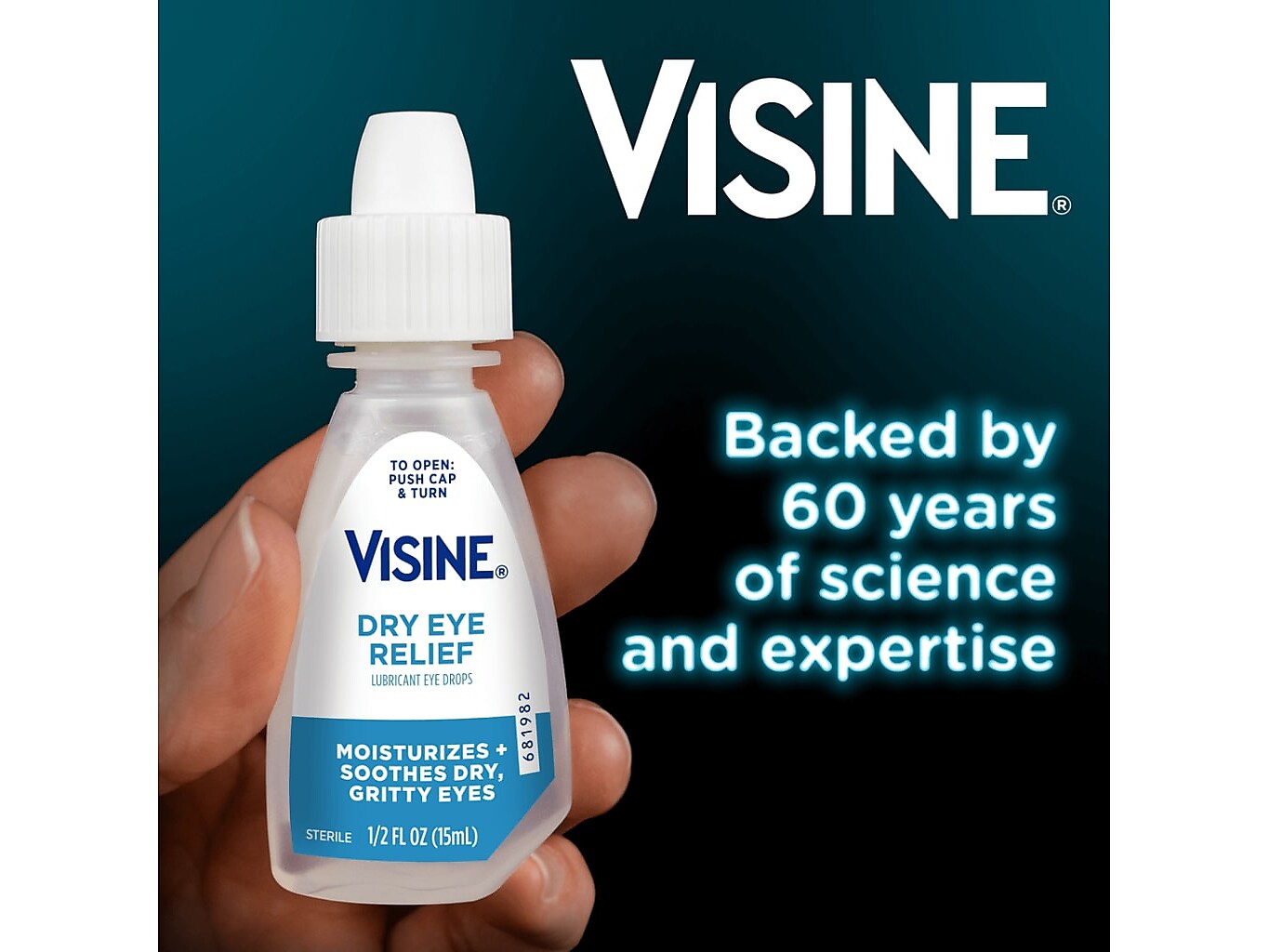 Visine Dry Eye Relief Lubricant Eye Drops, 15mL, 2/Box