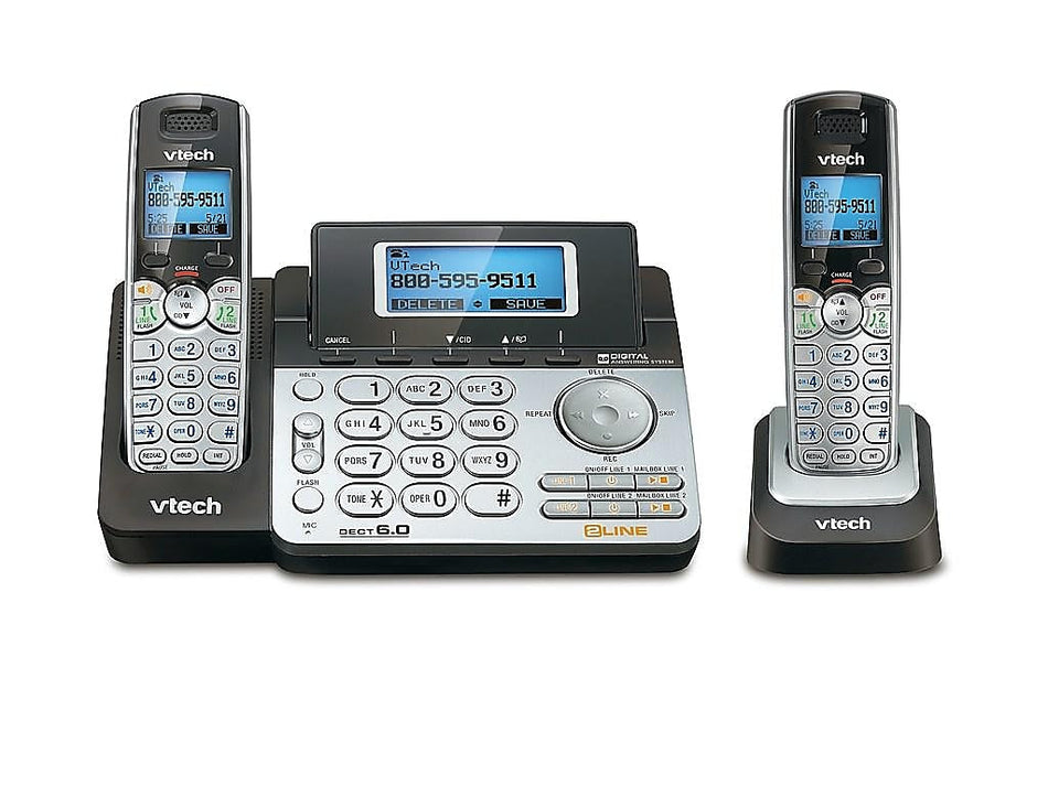 VTech DS6151-2 2-Handset Cordless Telephone, Silver/Black