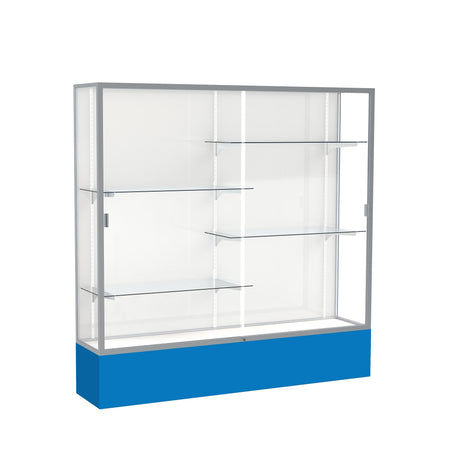 Waddell Spirit 72"W x 72"H x 16"D Floor Case, White Back, Satin Finish, Royal Blue Base