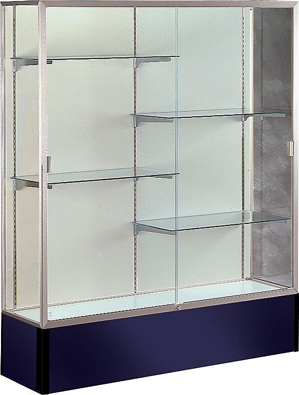 Waddell Spirit Series Display Case, 4-Shelf, Navy, 72"H x 60"W x 16"D