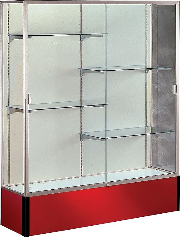 Waddell Spirit Series Display Case, 4-Shelf, Red, 72"H x 48"W x 16"D