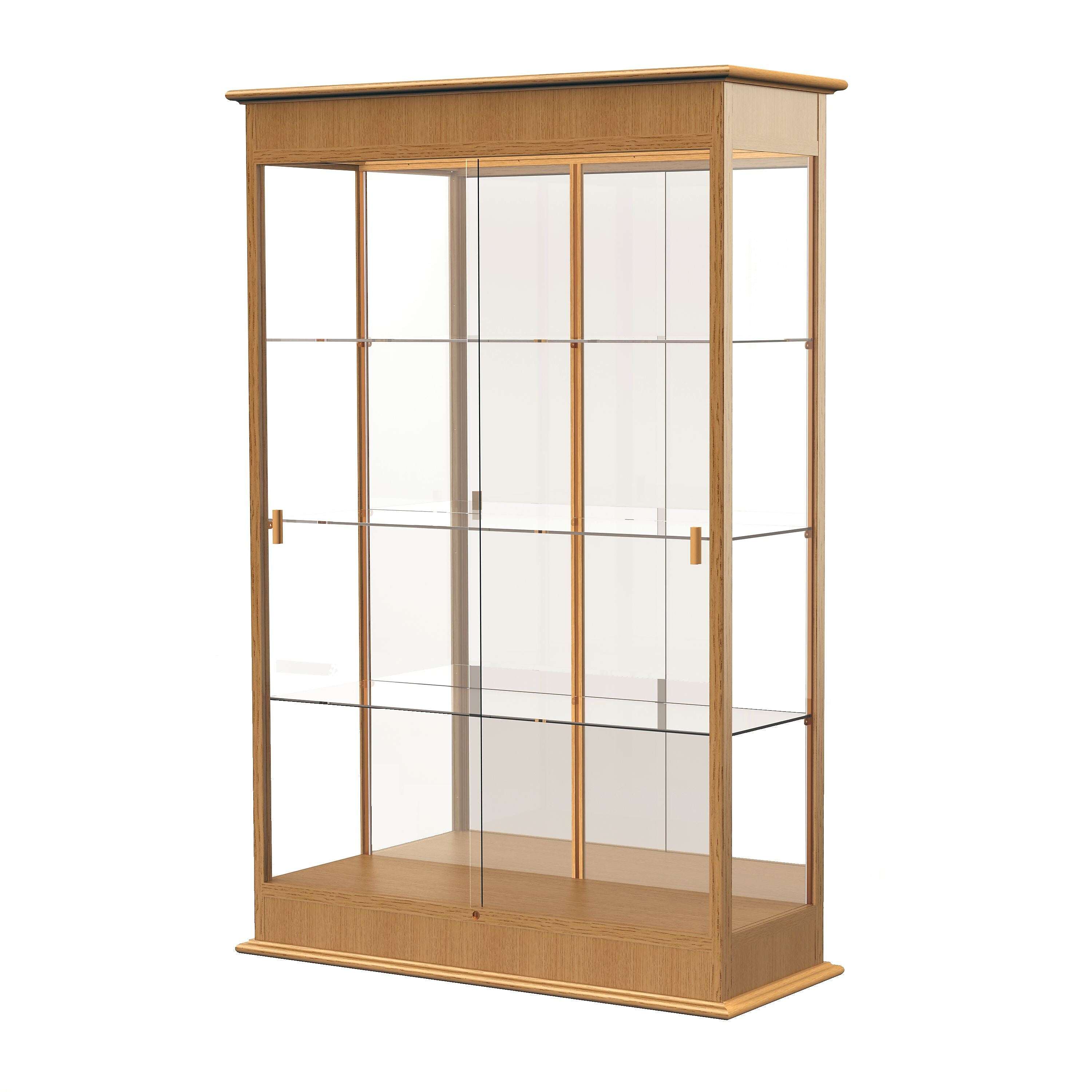 Waddell Varsity 48"W x 77"H x 18"D Lighted Floor Case, Sliding Doors, Mirror Back, Autumn Oak Finish