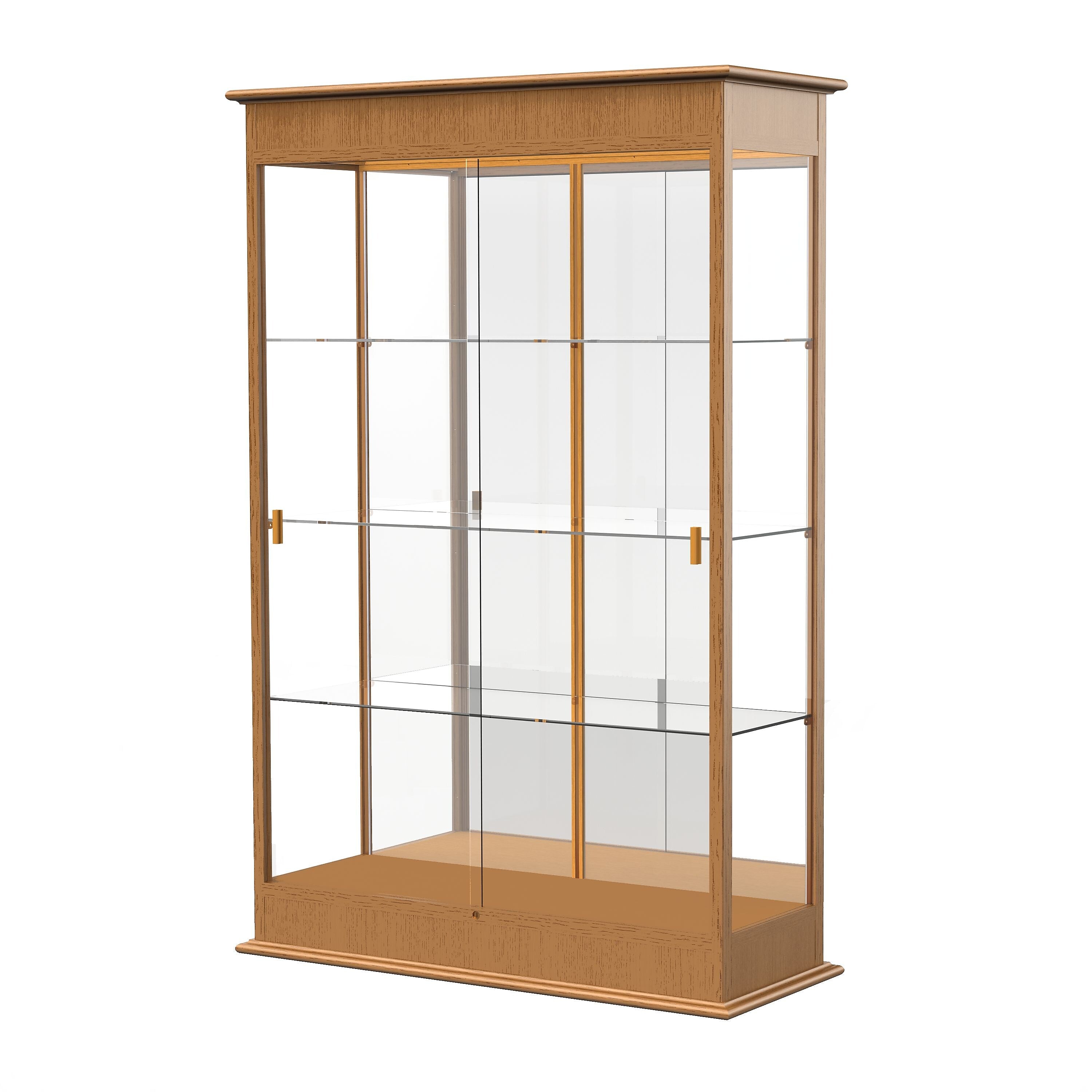 Waddell Varsity 48"W x 77"H x 18"D Lighted Floor Case, Sliding Doors, Mirror Back, Carmel Oak Finish