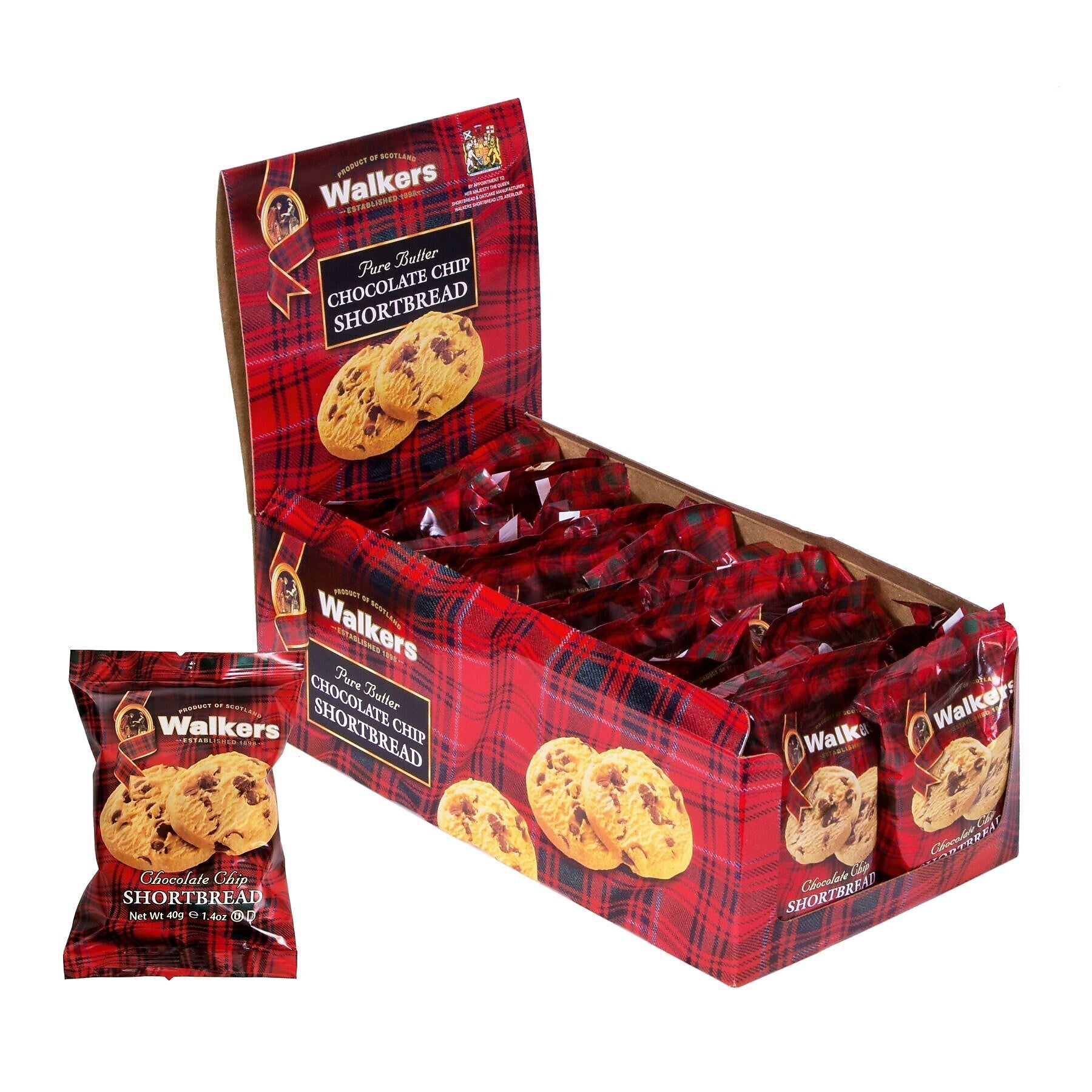 Walkers Shortbread Cookies Chocolate Chip 1.4 oz, 20/Box