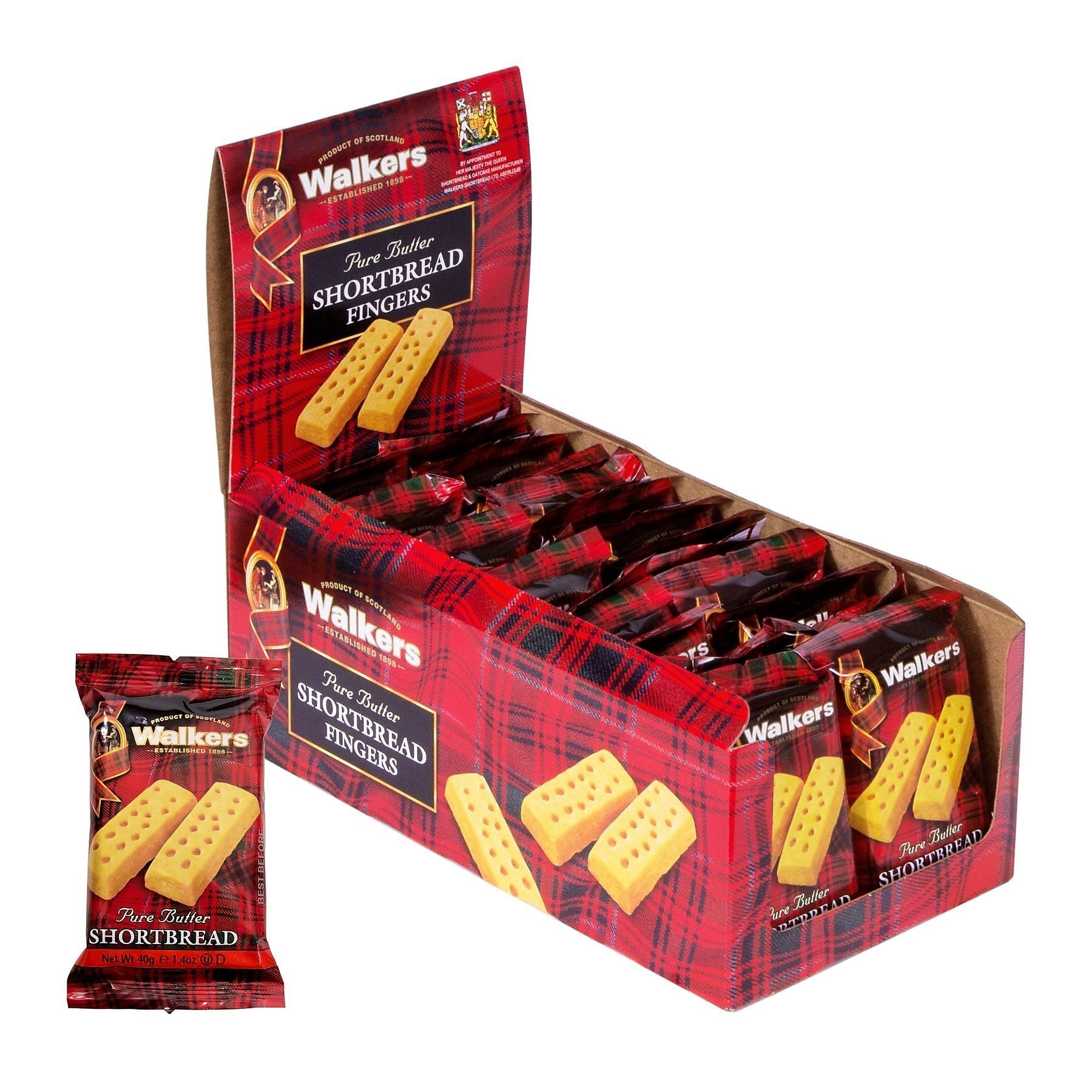 Walker's Shortbread Fingers Pure Butter Shortbread Cookies, Individually Wrapped, 1.4 oz, 24/Pack