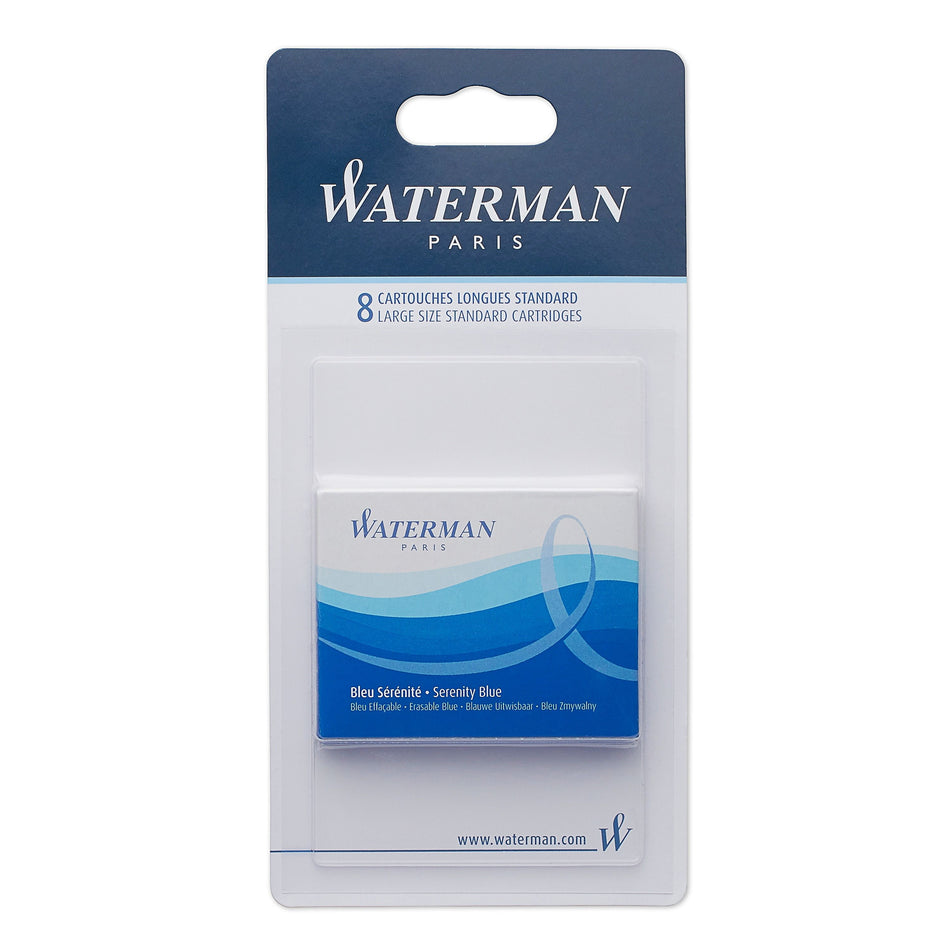 Waterman Paris Fountain Cartridge Pen Refills, Serenity Blue Ink, 8/Pack