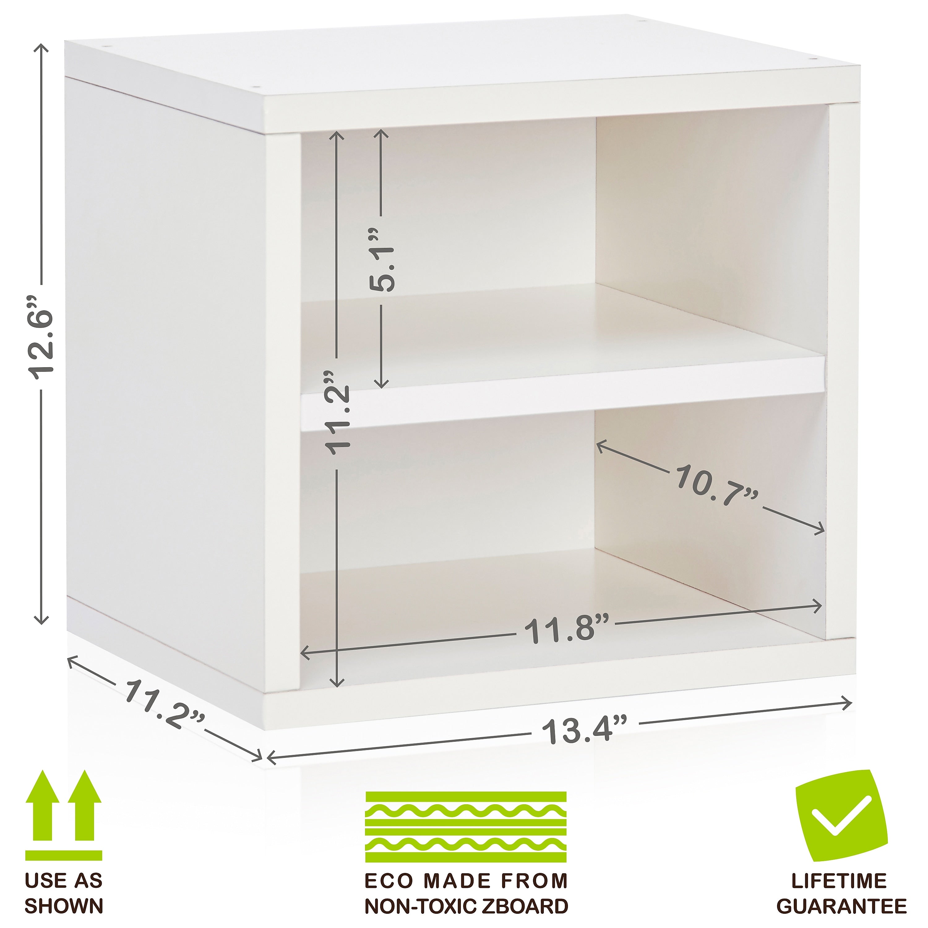 Way Basics 12.6"H x 13.4"W Modular Connect Cube with Shelf Eco Storage System, White