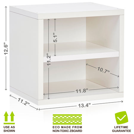 Way Basics 12.6"H x 13.4"W Modular Connect Cube with Shelf Eco Storage System, White