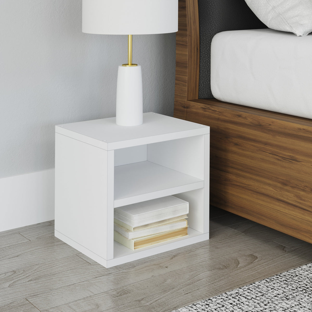 Way Basics 12.6"H x 13.4"W Modular Connect Cube with Shelf Eco Storage System, White