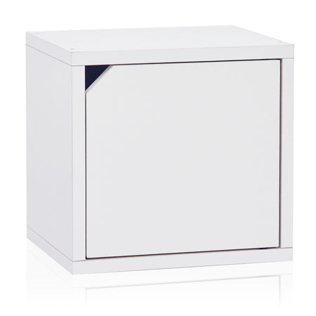 Way Basics 12.6"H x 13.4"W Stackable Modular Connect Eco Storage Cube with Door, White