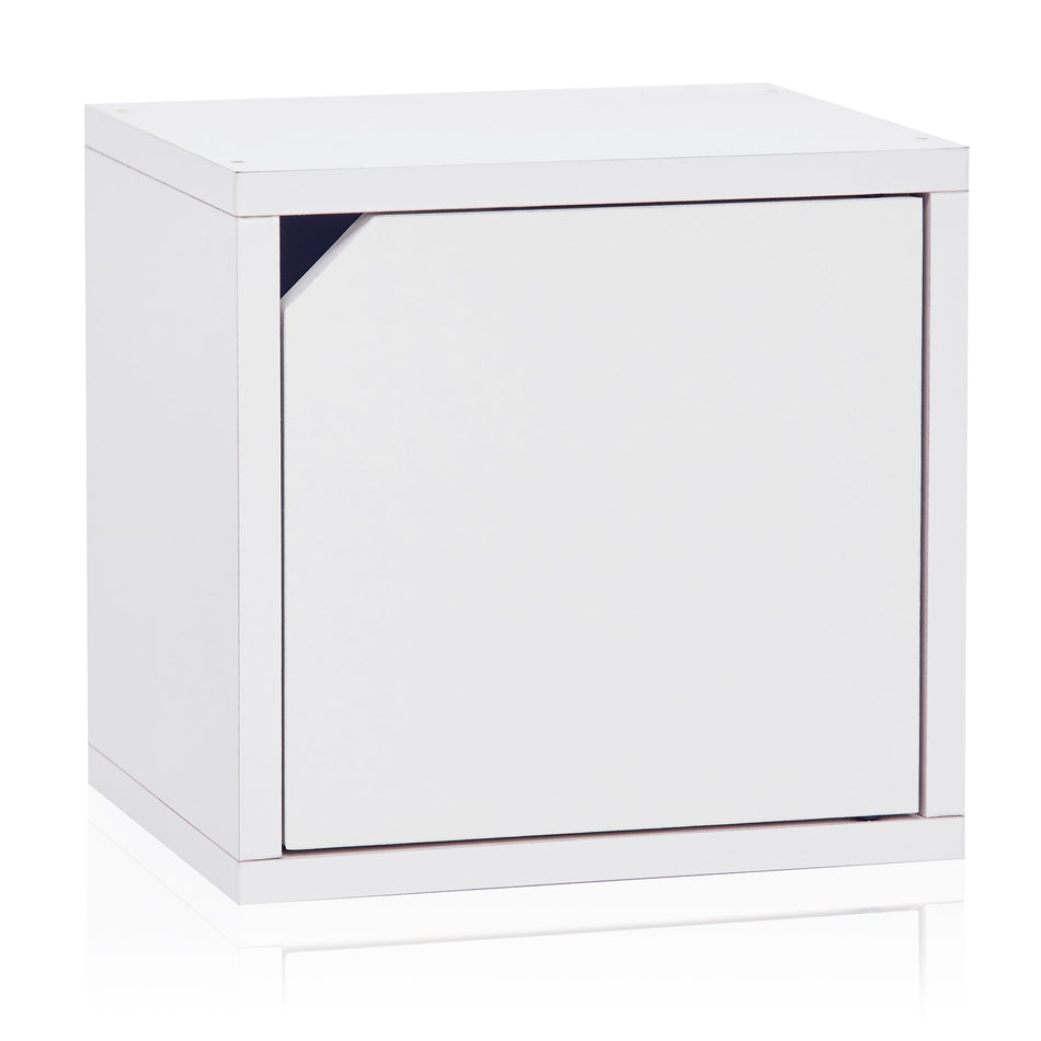 Way Basics 12.6"H x 13.4"W Stackable Modular Connect Eco Storage Cube with Door, White