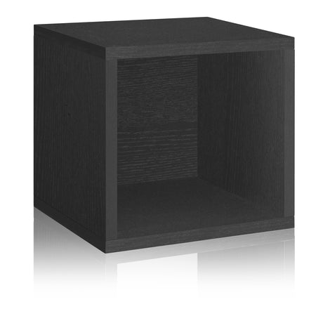 Way Basics 12.8"H x 13.4"W Eco Modular Stackable Storage Cube Modern Cubby Organizer, Black Wood Grain